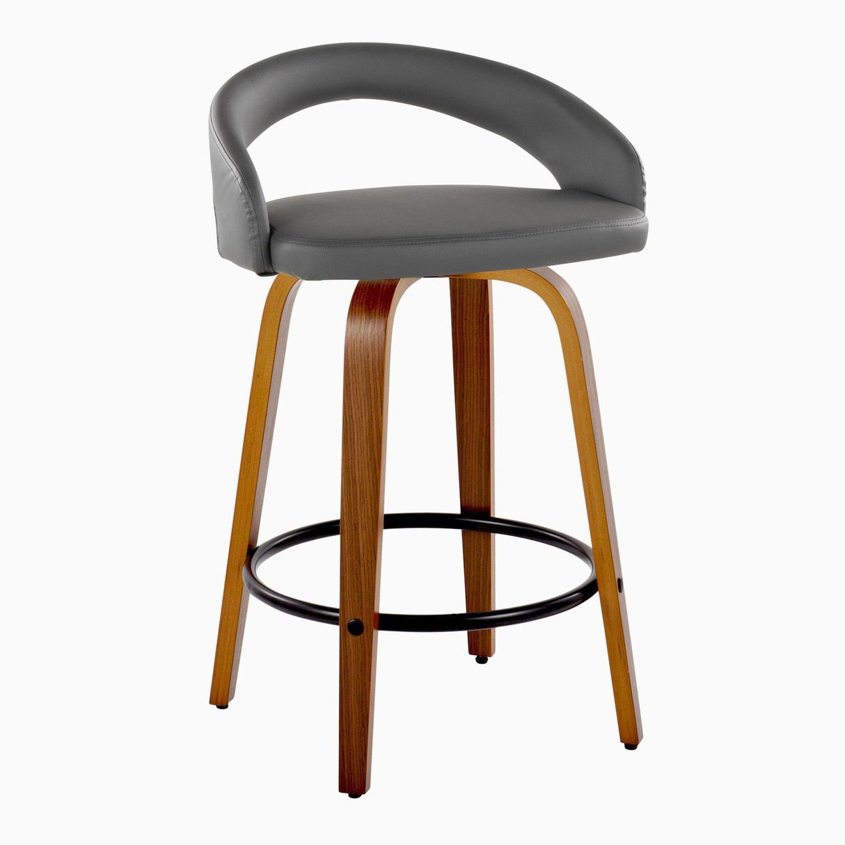 Grotto - 32.5" Upholstered Fixed-Height Counter Stool (Set of 2) - Walnut Wood Base