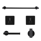 Bathroom Hardware Set Stainless Steel With Towel Bar, Paper Holder, And Hooks - Matte Black