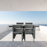 5 Piece Outdoor Dining Set, Table With Umbrella Hole And 4 Armrest Chairs