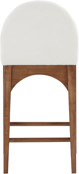 Waldorf - Chenille Stool With Brown Legs