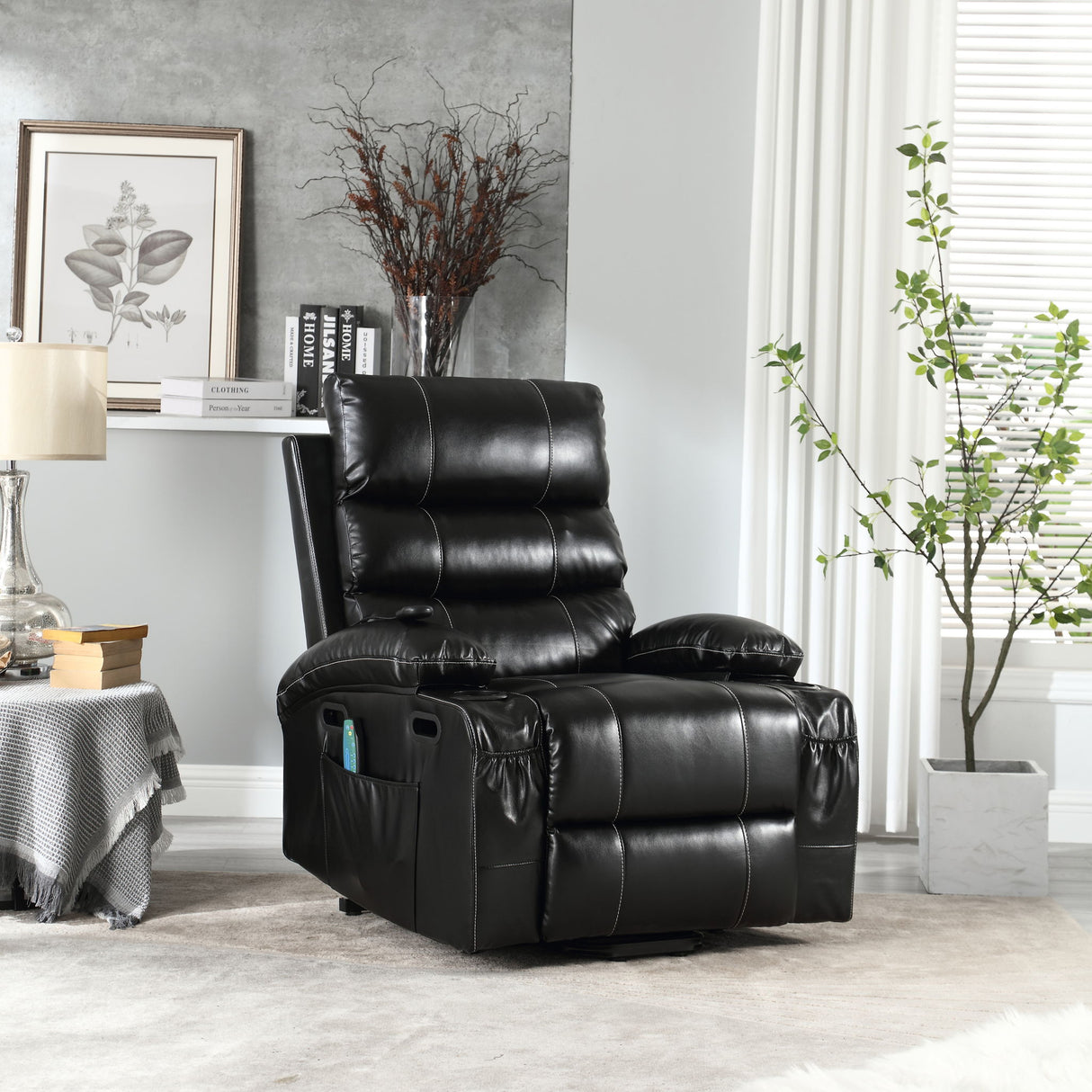 Cozy Electric Power Lift Recliner Chair Sofa For Elderly With Vibration Massage And Lumbar Heat