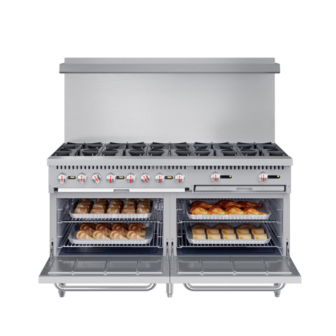 60 in. 10 Burner Commercial LP Range with Oven in Stainless-Steel (KM-CR60-LP)