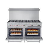 60 in. Commercial 10 Burner Natural Gas Range in Stainless-Steel (KM-CR60-NG)