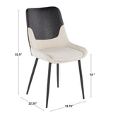 Wayne - Two - tone Chair (Set of 2) - Black Metal, Cream Fabric, Black Faux Leather