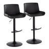 Santi - Upholstered Adjustable Barstool With Swivel And Rounded T Footrest (Set of 2) - Black Metal