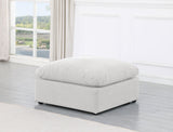 Indulge - Linen Ottoman - White