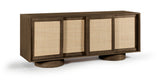Windsor - Solid Wood And Brown Cane Sideboard / Buffet With Cylindrical Legs - Brown
