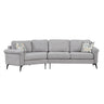 Upholstered 3 Seater Curved Sofa With Printed Pillows Chenille