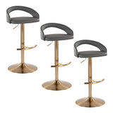 Grotto - Upholstered Adjustable Barstool - Gold Metal Base