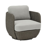 Amira - Outdoor Woven Rattan 360-Swivel Lounge Chair With Aluminum Frame And Mist Gray Cushions - Light Gray / Deep Bronze