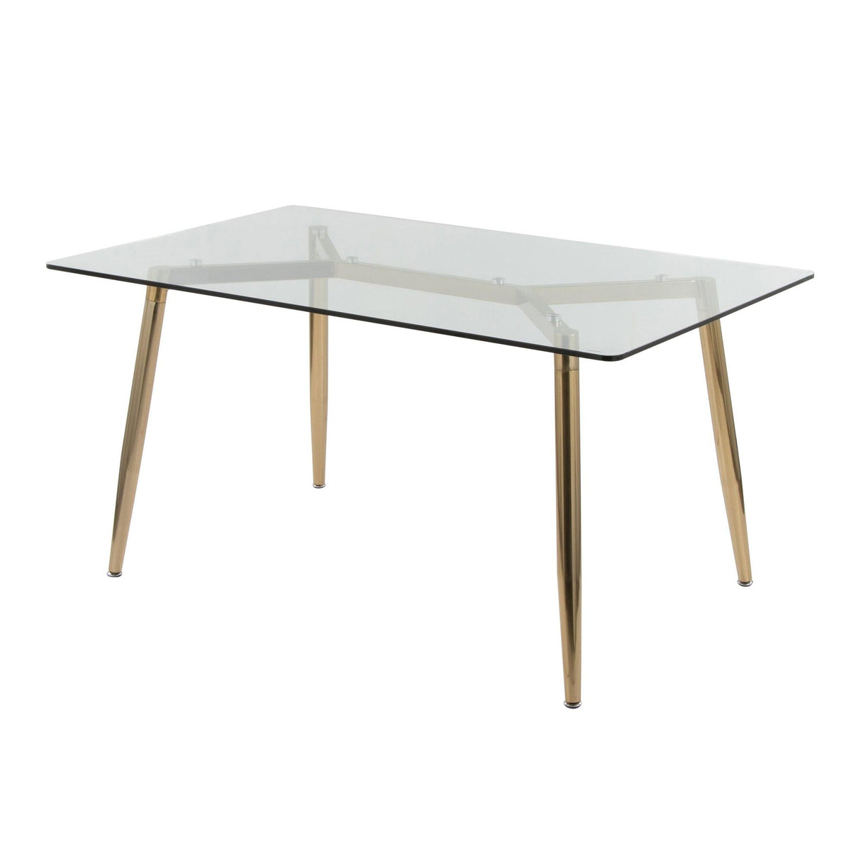 Clara - Contemporary/Glam Dining Table - Gold Metal And Clear Glass