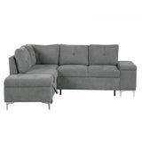 Versatile L Shaped Sofa Bed With Storage, Cup Holders, USB Ports Chenille