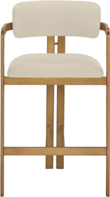 Aurum - Vegan Leather Upholstered Counter Stool With Brushed Brass Base