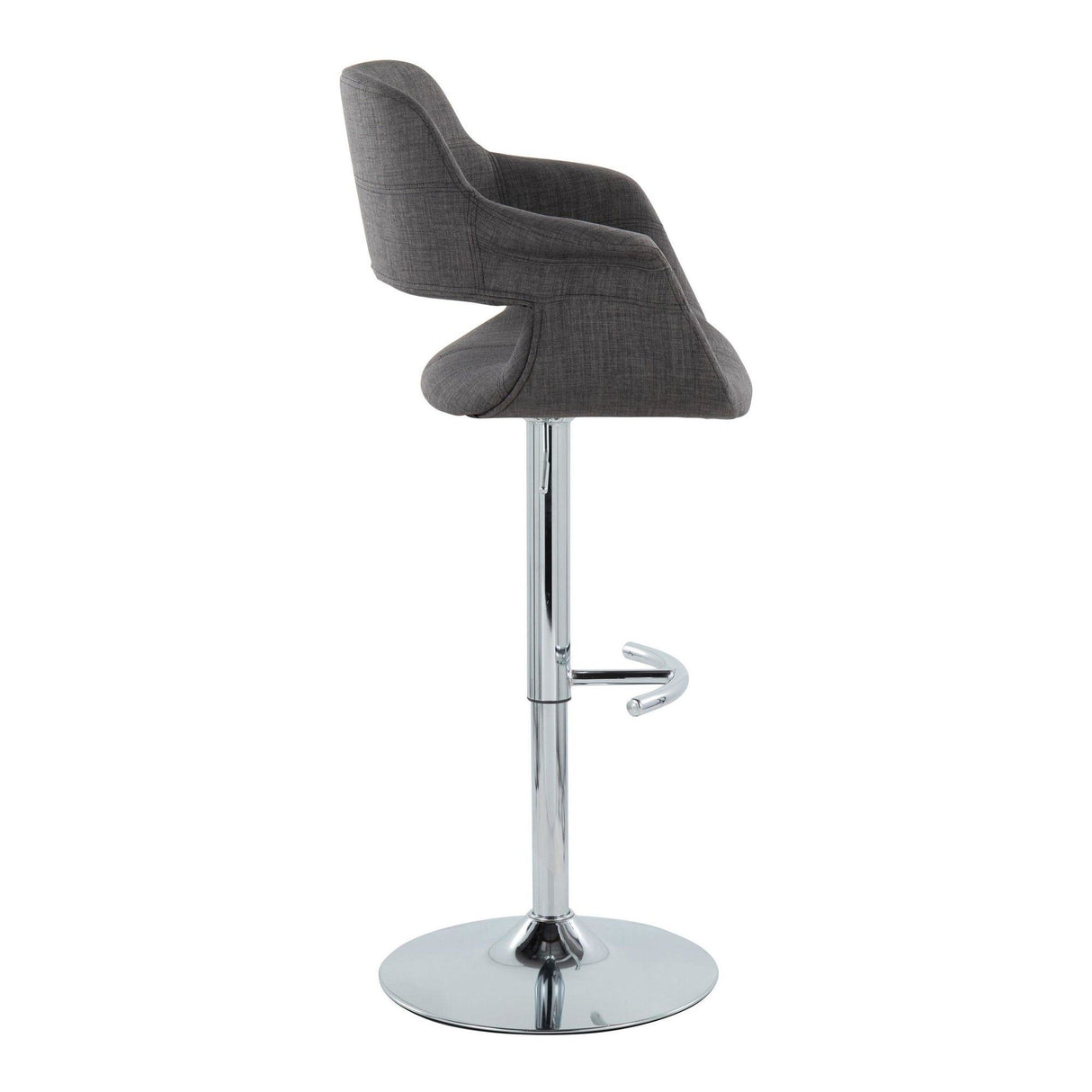 Vintage Flair - Mid-Century Modern Adjustable Swivel Barstool (Set of 2) - Charcoal Fabric