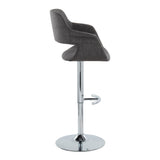 Vintage Flair - Mid-Century Modern Adjustable Swivel Barstool (Set of 2) - Charcoal Fabric