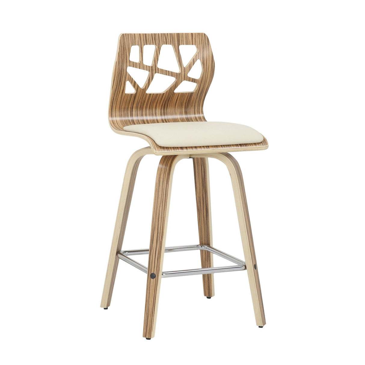 Folia - Counter Stool (Set of 2) - Zebra Wood And Cream Faux Leather