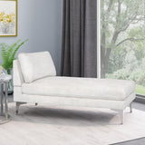 Fabric Upholstered Chaise Lounge With Iron Bracket Legs