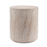Tall Cylindrical Accent Coffee Table In - Beige / Yellow