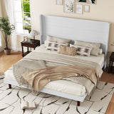King Size, Stylish High Headboard Bed, High Quality - White