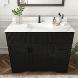 Bathroom Vanity Set, Fluted Cabinet, Soft Close Doors, Single Faucet Hole, Sink Included - Black