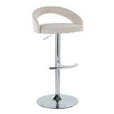 Grotto - Upholstered Adjustable Barstool - Chrome Metal Base