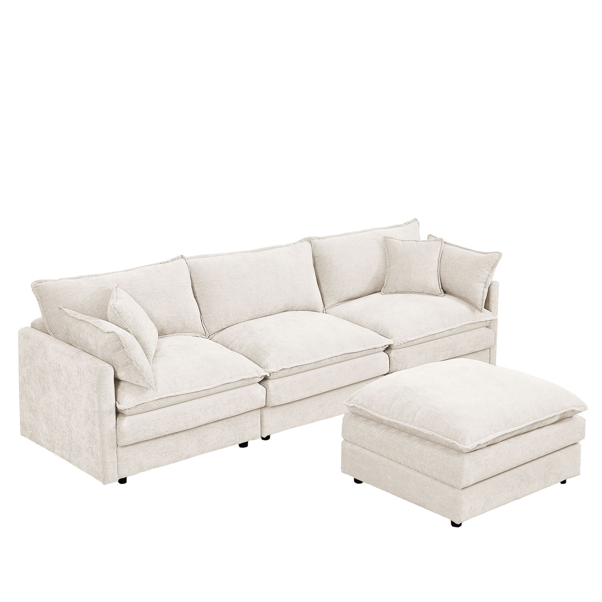 Modular L-Shaped Sectional Sofa With Movable Ottoman