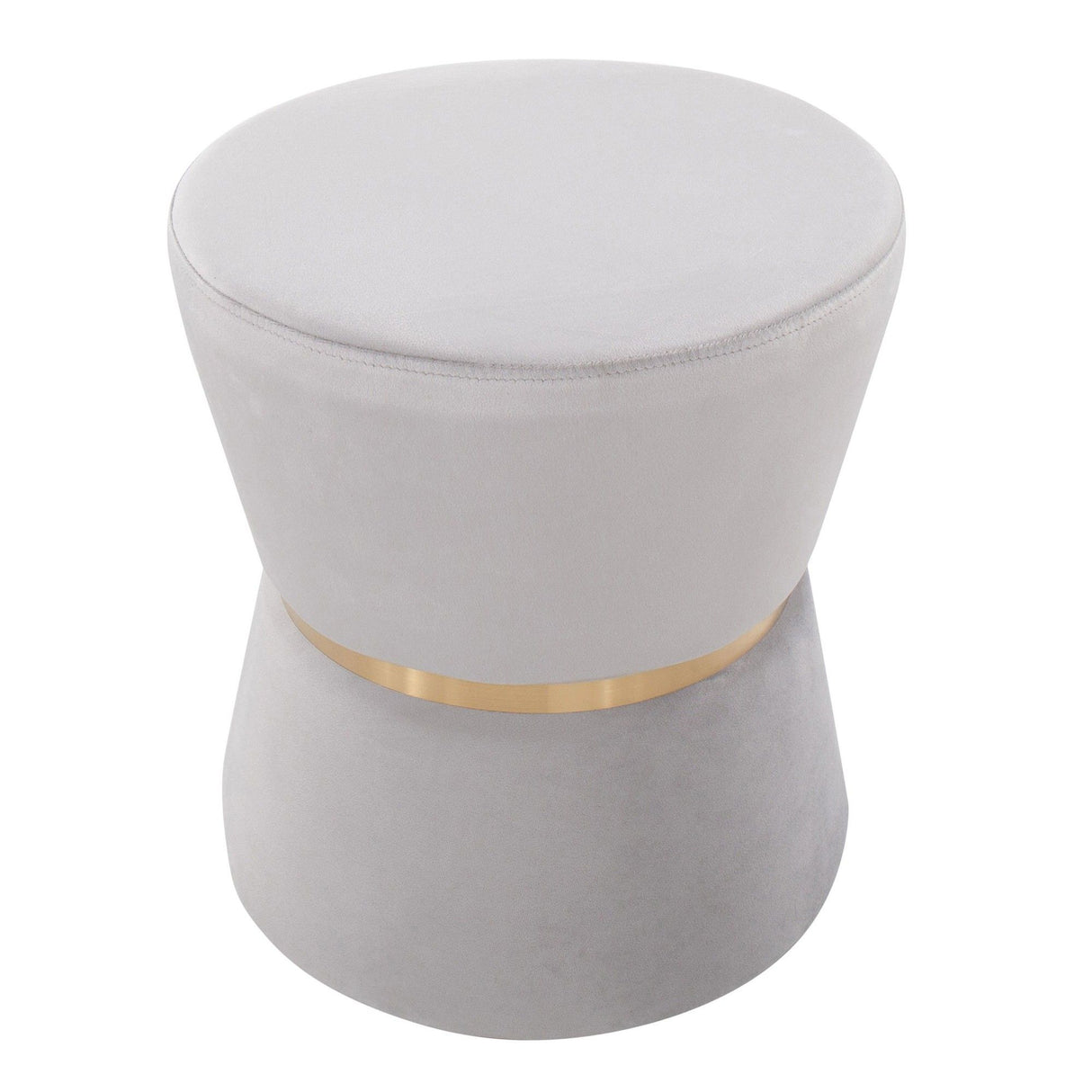 Gemma - Contemporary/Glam Ottoman - Silver Velvet And Gold Metal