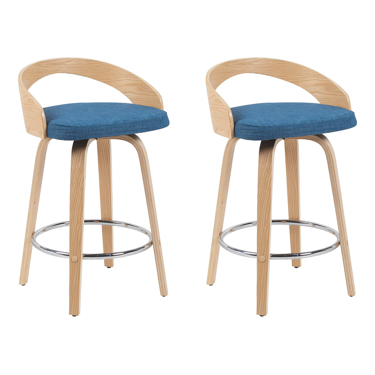 Sonia - Modern Swivel Counter Height Bar Stool - Patterned Oak Wood Finish