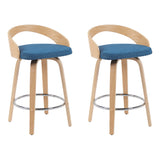 Sonia - Modern Swivel Counter Height Bar Stool - Patterned Oak Wood Finish