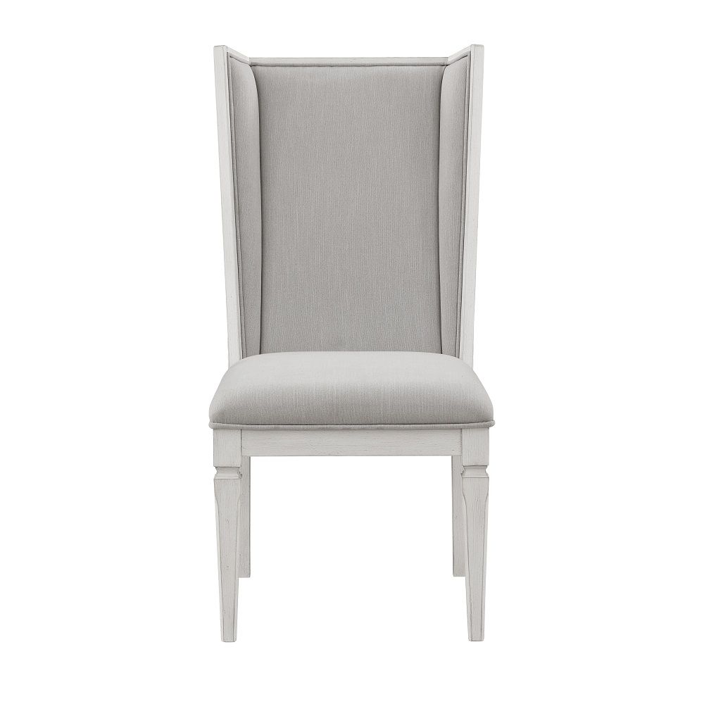 Katia - Hostess Chair Set of 2) - Light Gray Linen & Weathered White