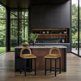 Conrad - Velvet Counter Stool With Black Legs
