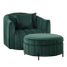 Oversized Velvet Swivel Barrel Accent Chair And Ottoman Set With Storage