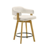 Callah - Contemporary Natural Wood Counter Height Kitchen Bar Stool