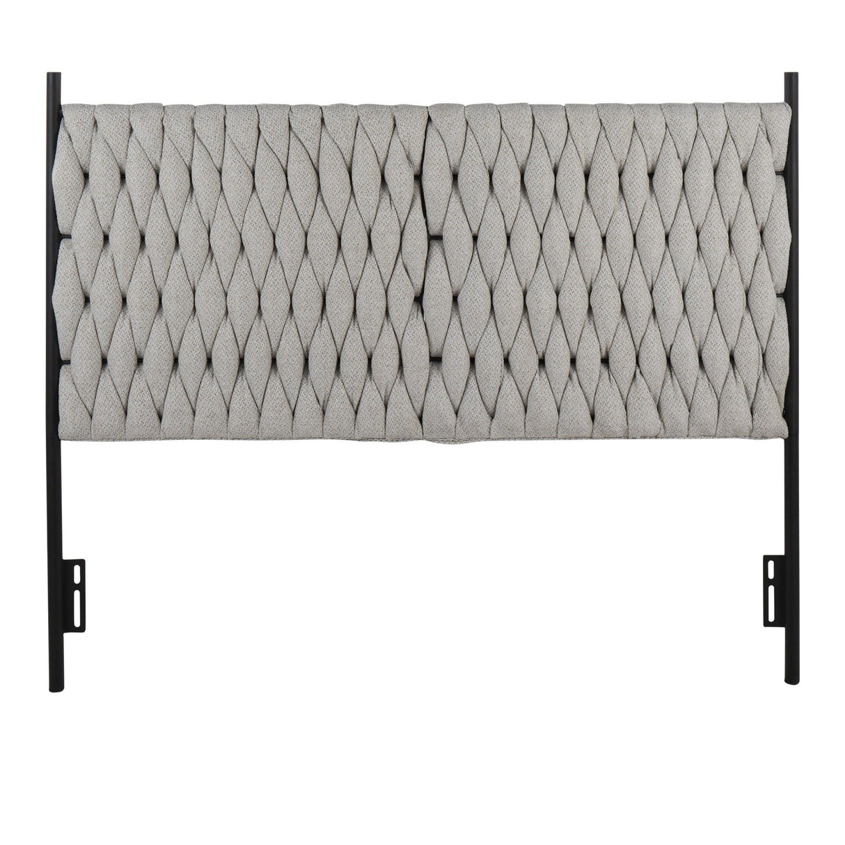Matisse - Braided Queen Size Headboard - Black Metal And Cream Fabric