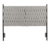 Matisse - Braided Queen Size Headboard - Black Metal And Cream Fabric