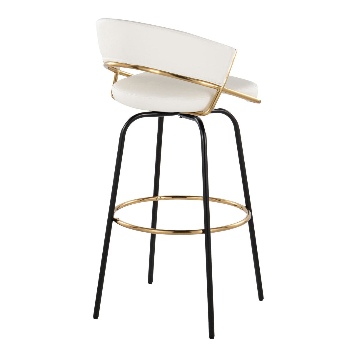 Jie - 30" Fixed-Height Barstool With Swivel (Set of 2) - Black Legs