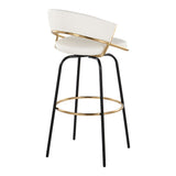 Jie - 30" Fixed-Height Barstool With Swivel (Set of 2) - Black Legs