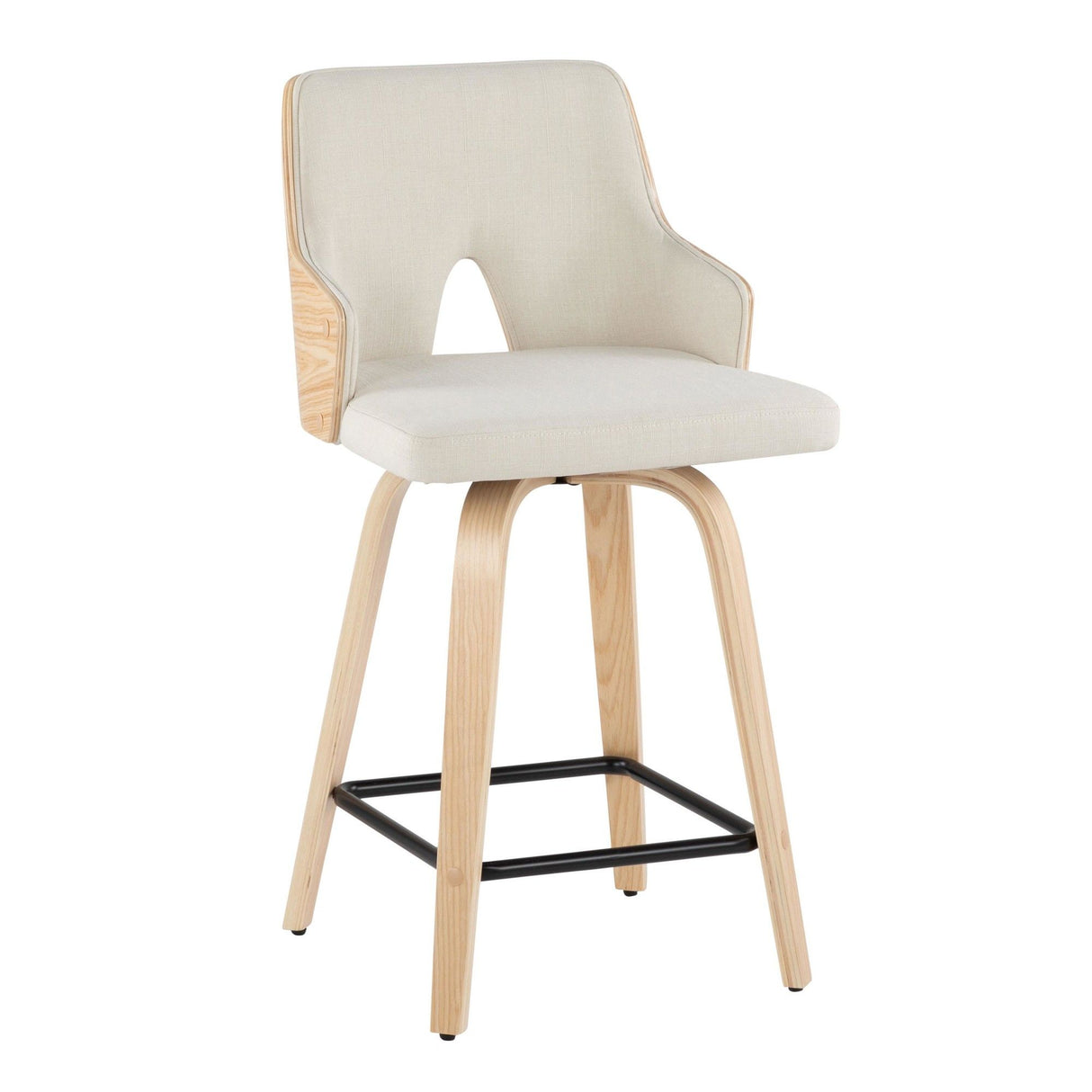 Santi - 24" Fixed-Height Counter Stool With Swivel - Natural Wood (Set of 2)
