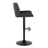 Santi - Upholstered Adjustable Barstool With Swivel And Rounded T Footrest (Set of 2) - Black Metal