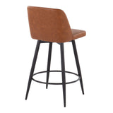 Toriano - 26" Fixed-Height Faux Leather Counter Stool (Set of 2) - Black Round Base