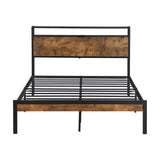 Platform Bed Frame With Wooden Headboard And Footboard, USB Liner