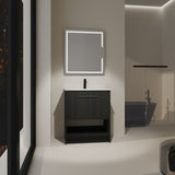 Modern Bathroom Vanity With Ceramic Sink, Freestanding Cabinet, Soft Closing Doors