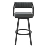 Scranton - 26" Swivel Modern Metal And Faux Leather Barstool - Slate Gray / Black
