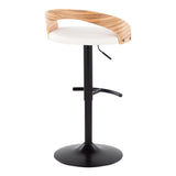 Grotto - Adjustable Barstool - Black Metal, Zebra Wood