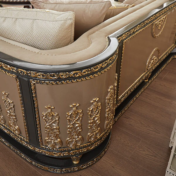 HD-9011 - Loveseat - Gray / Beige / Gold