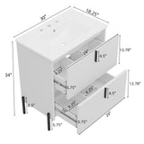 Fluted Bathroom Vanity With Ceramic Sink, Freestanding Design