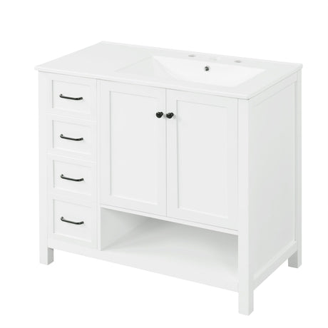 Modern Bathroom Vanity With Sink Top, 2 Doors And 2 Drawers