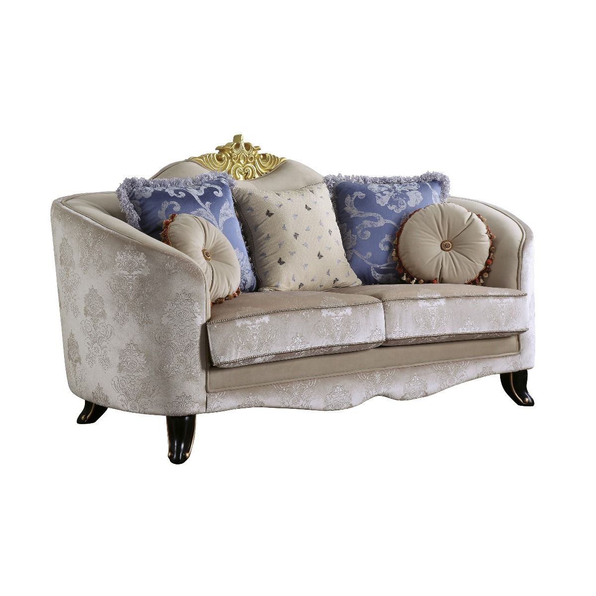 Sheridan - Loveseat With 5 Pillows - Cream Fabric