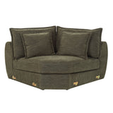 Leighton - Modular Wedge With 4 Pillows - Green Chenille