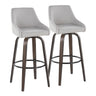 Hannah - 30" Fixed-Height Barstool With Swivel And Round Black Metal Footrest (Set of 2) - Walnut Glazed Wood